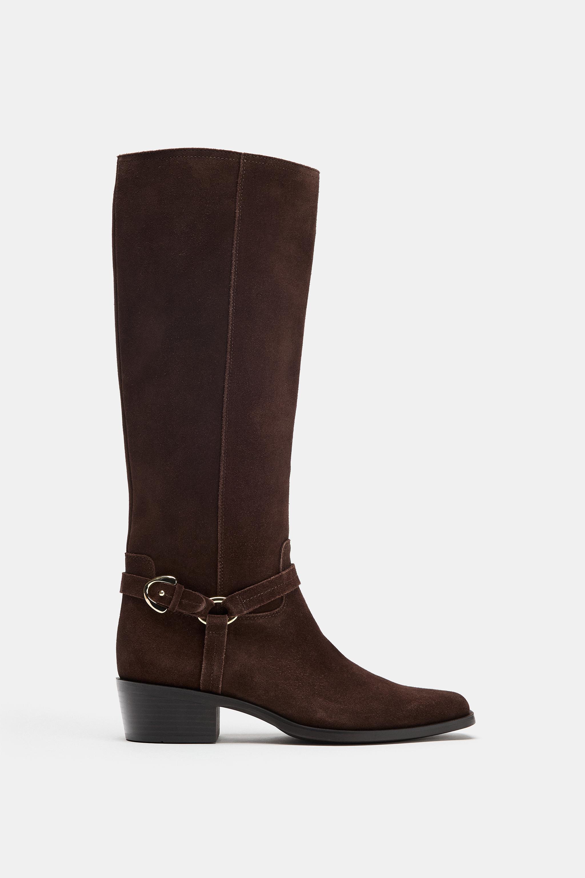 BOTTES HAUTES EN CROÛTE DE CUIR